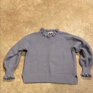 Madewell Light Blue Ruffled Turtleneck Sweater